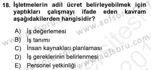 Genel İşletme Dersi 2016 - 2017 Yılı (Final) Dönem Sonu Sınav Soruları 18. Soru