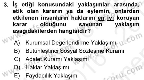 Genel İşletme Dersi 2016 - 2017 Yılı (Final) Dönem Sonu Sınav Soruları 3. Soru