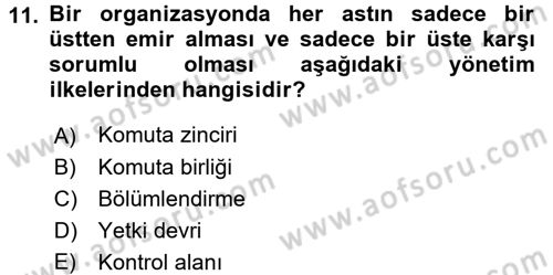 Genel İşletme Dersi 2017 - 2018 Yılı 3 Ders Sınav Soruları 11. Soru