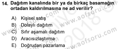 Genel İşletme Dersi 2017 - 2018 Yılı 3 Ders Sınav Soruları 14. Soru