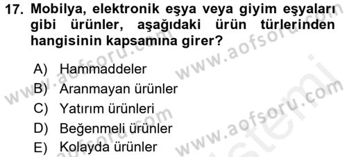 Genel İşletme Dersi 2017 - 2018 Yılı 3 Ders Sınav Soruları 17. Soru