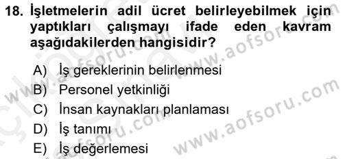 Genel İşletme Dersi 2017 - 2018 Yılı 3 Ders Sınav Soruları 18. Soru