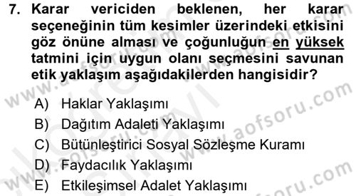 Genel İşletme Dersi 2017 - 2018 Yılı 3 Ders Sınav Soruları 7. Soru