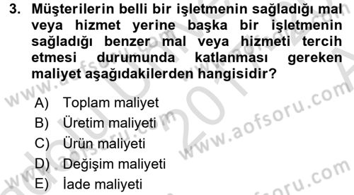 Genel İşletme Dersi Ara Sınavı Deneme Sınav Soruları 3. Soru