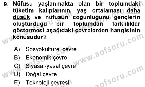 Genel İşletme Dersi 2017 - 2018 Yılı (Vize) Ara Sınav Soruları 9. Soru