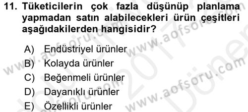 Genel İşletme Dersi 2017 - 2018 Yılı (Final) Dönem Sonu Sınav Soruları 11. Soru