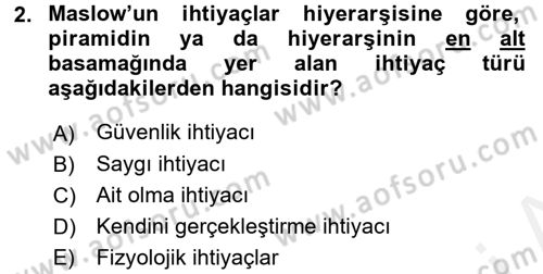 Genel İşletme Dersi 2017 - 2018 Yılı (Final) Dönem Sonu Sınav Soruları 2. Soru