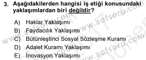 Genel İşletme Dersi 2017 - 2018 Yılı (Final) Dönem Sonu Sınav Soruları 3. Soru
