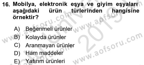 Genel İşletme Dersi 2018 - 2019 Yılı 3 Ders Sınav Soruları 16. Soru