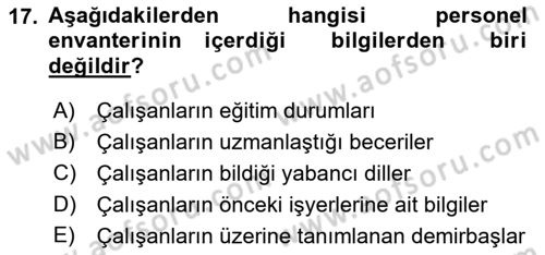 Genel İşletme Dersi 2018 - 2019 Yılı 3 Ders Sınav Soruları 17. Soru