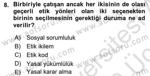 Genel İşletme Dersi 2018 - 2019 Yılı 3 Ders Sınav Soruları 8. Soru