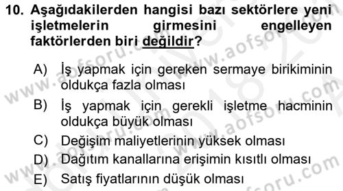 Genel İşletme Dersi Ara Sınavı Deneme Sınav Soruları 10. Soru