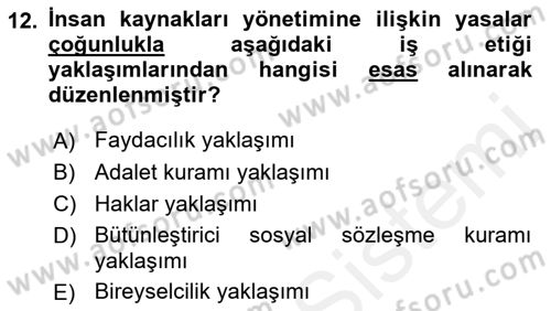 Genel İşletme Dersi Ara Sınavı Deneme Sınav Soruları 12. Soru