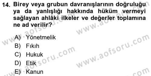 Genel İşletme Dersi Ara Sınavı Deneme Sınav Soruları 14. Soru