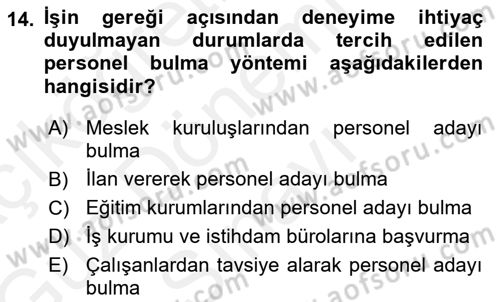 Genel İşletme Dersi 2018 - 2019 Yılı (Final) Dönem Sonu Sınav Soruları 14. Soru