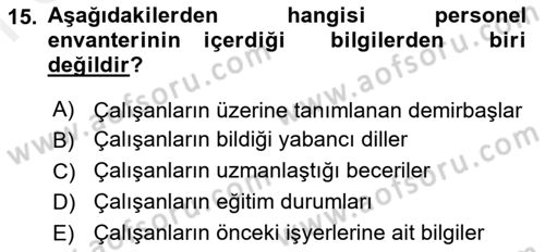 Genel İşletme Dersi 2018 - 2019 Yılı (Final) Dönem Sonu Sınav Soruları 15. Soru