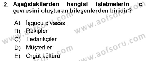 Genel İşletme Dersi 2018 - 2019 Yılı (Final) Dönem Sonu Sınav Soruları 2. Soru