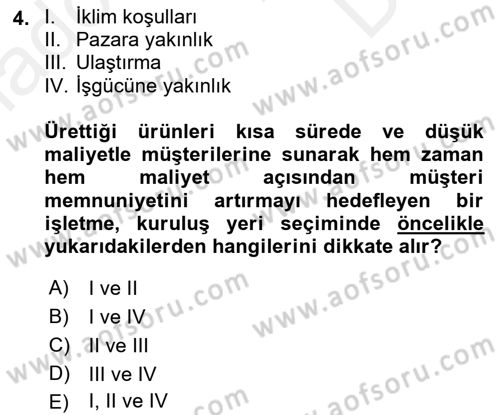 Genel İşletme Dersi 2018 - 2019 Yılı (Final) Dönem Sonu Sınavı 4. Soru