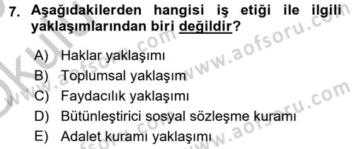 Genel İşletme Dersi 2018 - 2019 Yılı Yaz Okulu Sınavı 7. Soru