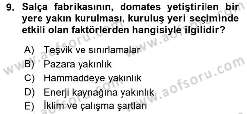 Genel İşletme Dersi 2018 - 2019 Yılı Yaz Okulu Sınav Soruları 9. Soru