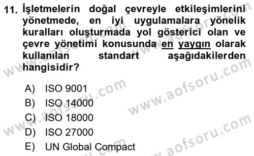 Genel İşletme Dersi 2019 - 2020 Yılı (Vize) Ara Sınav Soruları 11. Soru