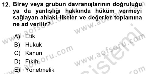 Genel İşletme Dersi Ara Sınavı Deneme Sınav Soruları 12. Soru