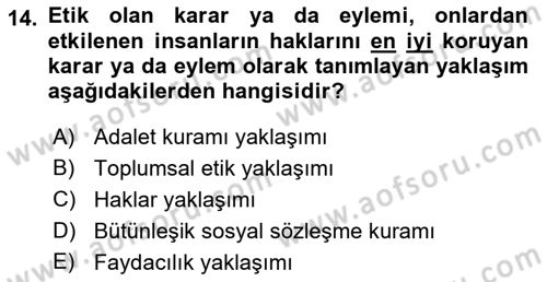 Genel İşletme Dersi Ara Sınavı Deneme Sınav Soruları 14. Soru