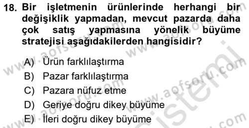 Genel İşletme Dersi 2019 - 2020 Yılı (Vize) Ara Sınav Soruları 18. Soru