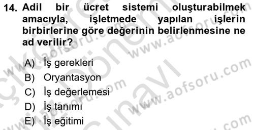 Genel İşletme Dersi 2019 - 2020 Yılı (Final) Dönem Sonu Sınav Soruları 14. Soru