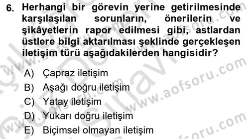 Genel İşletme Dersi 2019 - 2020 Yılı (Final) Dönem Sonu Sınav Soruları 6. Soru