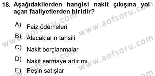 Genel İşletme Dersi 2020 - 2021 Yılı Yaz Okulu Sınav Soruları 18. Soru