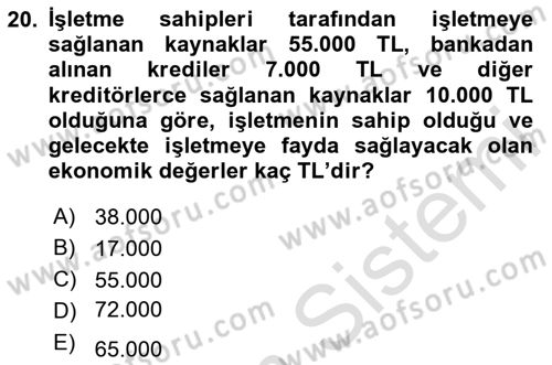 Genel İşletme Dersi 2020 - 2021 Yılı Yaz Okulu Sınav Soruları 20. Soru