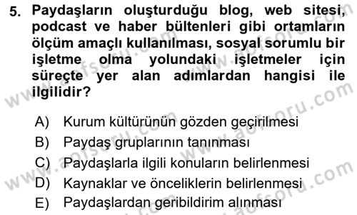 Genel İşletme Dersi 2020 - 2021 Yılı Yaz Okulu Sınav Soruları 5. Soru