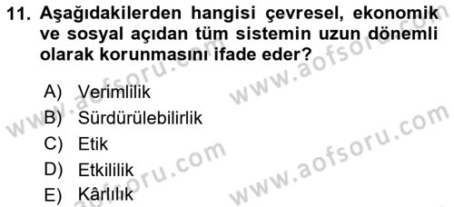Genel İşletme Dersi Ara Sınavı Deneme Sınav Soruları 11. Soru