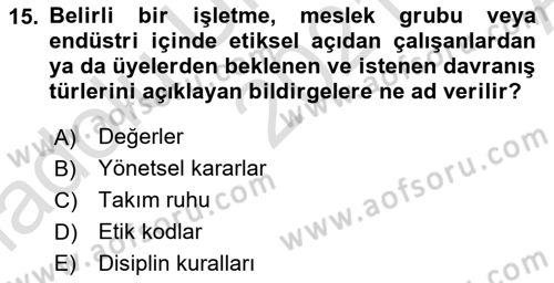 Genel İşletme Dersi 2021 - 2022 Yılı (Vize) Ara Sınav Soruları 15. Soru