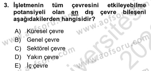 Genel İşletme Dersi 2021 - 2022 Yılı (Vize) Ara Sınav Soruları 3. Soru