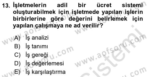 Genel İşletme Dersi 2021 - 2022 Yılı (Final) Dönem Sonu Sınav Soruları 13. Soru