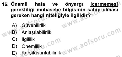 Genel İşletme Dersi 2021 - 2022 Yılı (Final) Dönem Sonu Sınavı 16. Soru