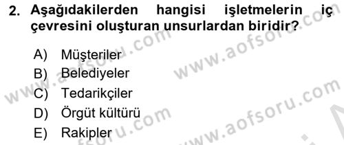 Genel İşletme Dersi 2021 - 2022 Yılı (Final) Dönem Sonu Sınav Soruları 2. Soru