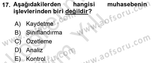 Genel İşletme Dersi 2021 - 2022 Yılı Yaz Okulu Sınav Soruları 17. Soru