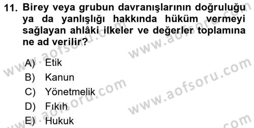 Genel İşletme Dersi Ara Sınavı Deneme Sınav Soruları 11. Soru