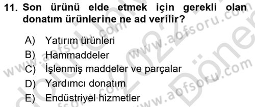 Genel İşletme Dersi 2022 - 2023 Yılı (Final) Dönem Sonu Sınav Soruları 11. Soru