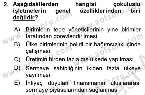 Genel İşletme Dersi 2022 - 2023 Yılı (Final) Dönem Sonu Sınav Soruları 2. Soru