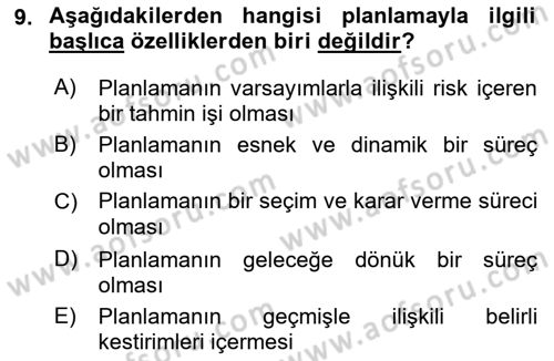 Genel İşletme Dersi 2022 - 2023 Yılı (Final) Dönem Sonu Sınav Soruları 9. Soru