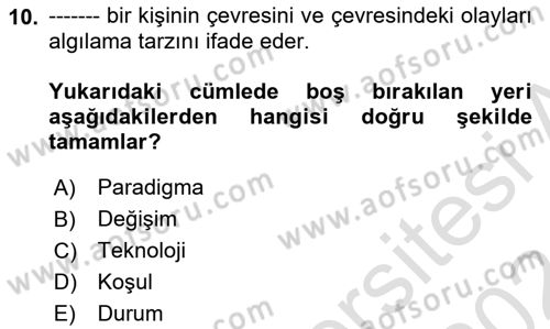 Genel İşletme Dersi 2023 - 2024 Yılı (Vize) Ara Sınav Soruları 10. Soru