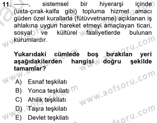 Genel İşletme Dersi Ara Sınavı Deneme Sınav Soruları 11. Soru