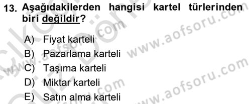 Genel İşletme Dersi 2023 - 2024 Yılı (Vize) Ara Sınavı 13. Soru