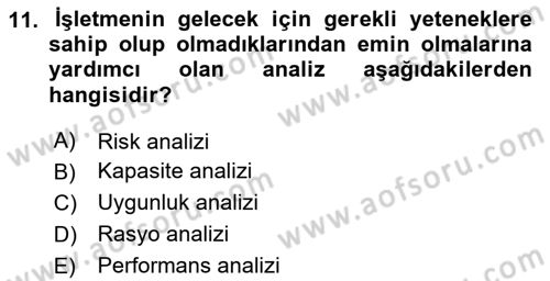 Genel İşletme Dersi 2023 - 2024 Yılı Yaz Okulu Sınav Soruları 11. Soru