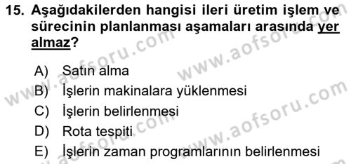Genel İşletme Dersi 2023 - 2024 Yılı Yaz Okulu Sınav Soruları 15. Soru
