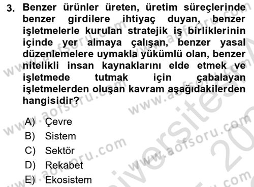 Genel İşletme Dersi 2023 - 2024 Yılı Yaz Okulu Sınav Soruları 3. Soru